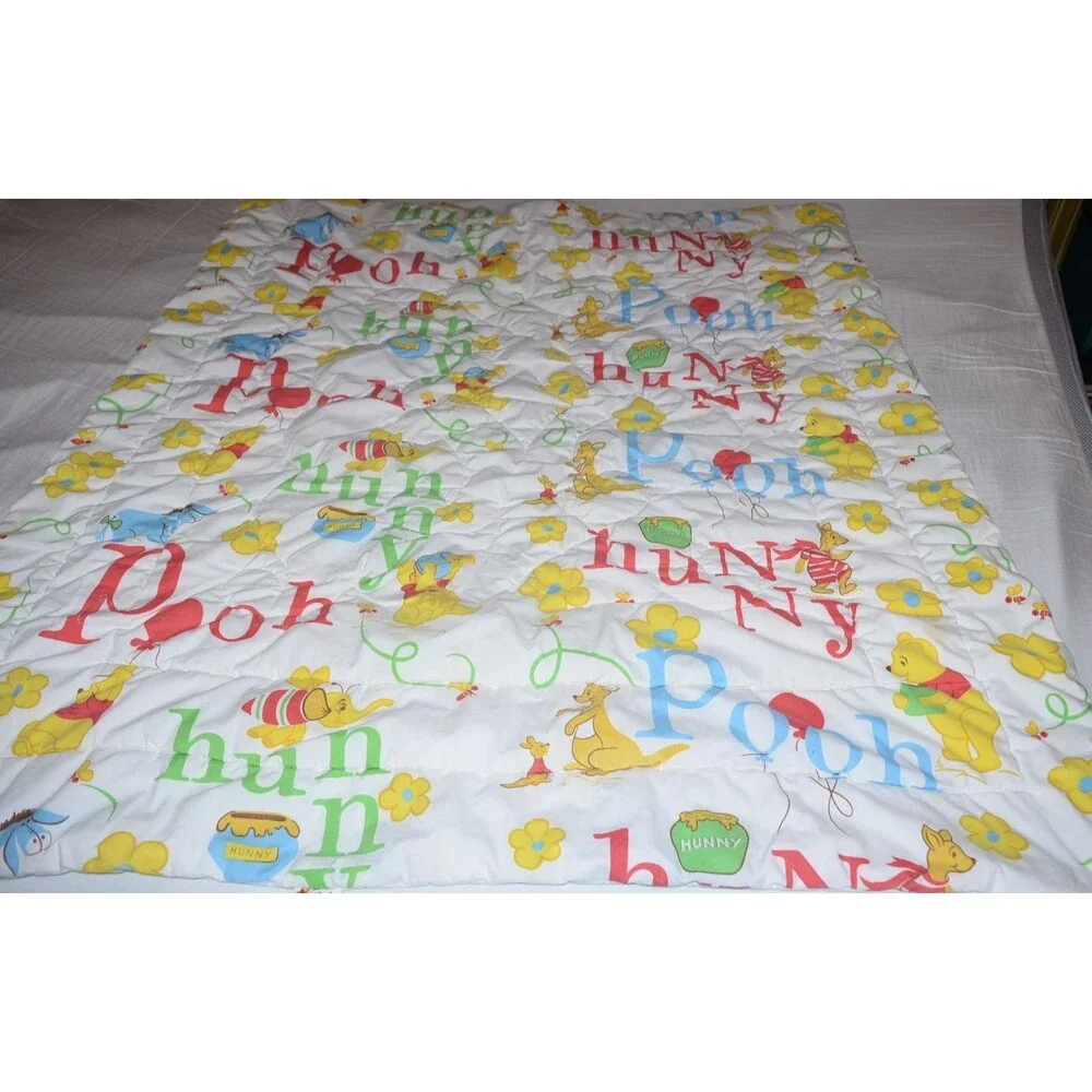 Vtg Walt Disney Productions Winnie The Pooh Baby Blanket Toddler Quilt READ